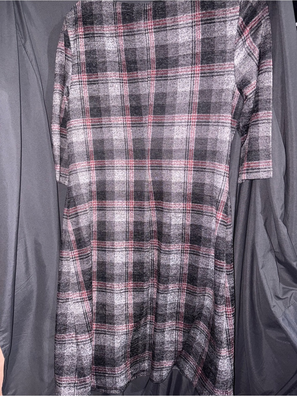 connected apparel Pink and Gray Plaid Long-Sleeve Shift Dress - Picture 5 of 5